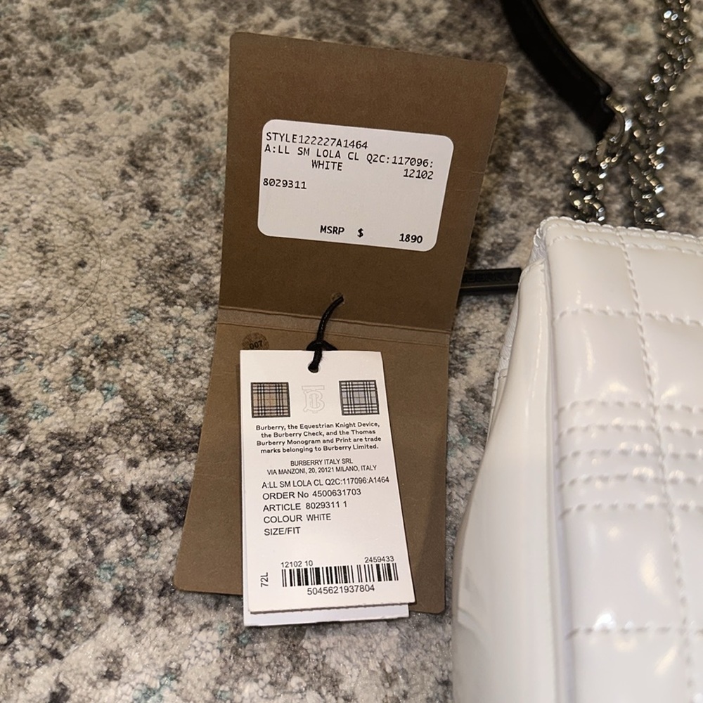 Burberry Limited Patent Quilted Horseferry Print Small Lola Bag in White NWT - Picture 4 of 17